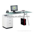 Computer Desk 3 Drawer Glass Desktop Office Table